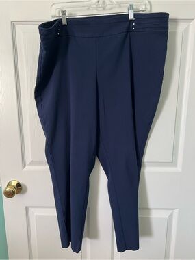 JM Collection Navy Slim Ankle Ponte Knit Pants